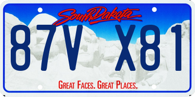 SD license plate 87VX81