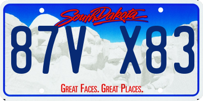 SD license plate 87VX83