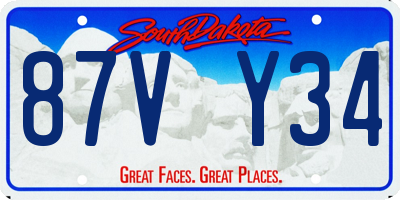 SD license plate 87VY34