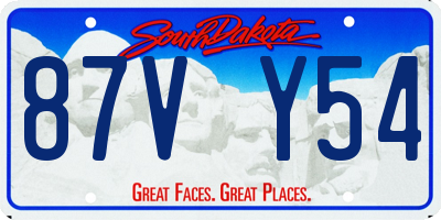 SD license plate 87VY54