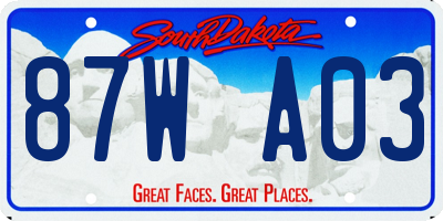 SD license plate 87WA03