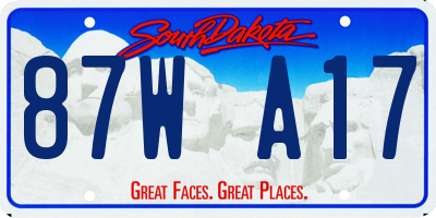 SD license plate 87WA17