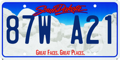 SD license plate 87WA21