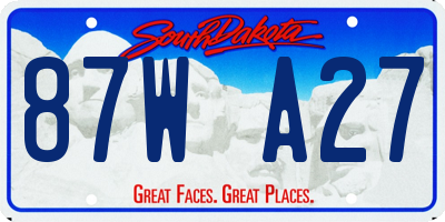 SD license plate 87WA27