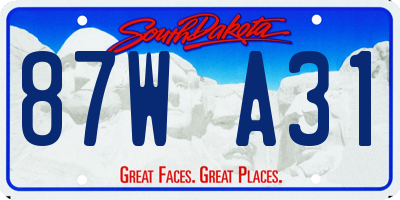 SD license plate 87WA31
