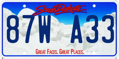 SD license plate 87WA33