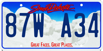 SD license plate 87WA34
