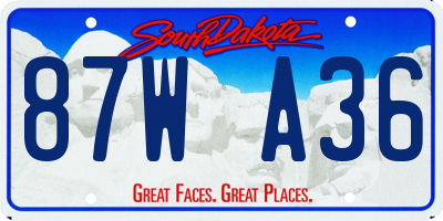 SD license plate 87WA36