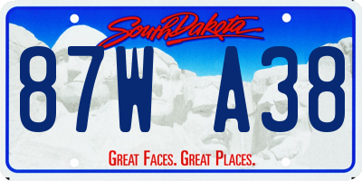 SD license plate 87WA38