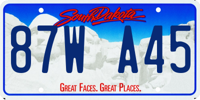 SD license plate 87WA45