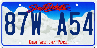 SD license plate 87WA54