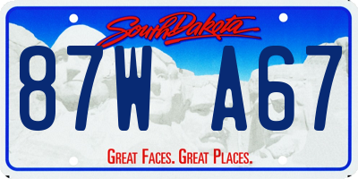 SD license plate 87WA67
