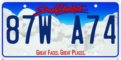 SD license plate 87WA74
