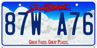 SD license plate 87WA76