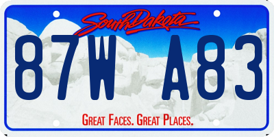 SD license plate 87WA83