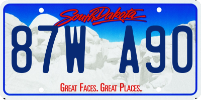 SD license plate 87WA90