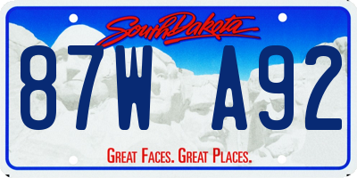 SD license plate 87WA92