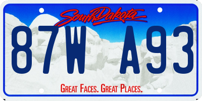 SD license plate 87WA93