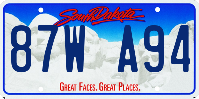 SD license plate 87WA94