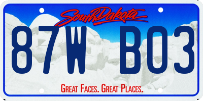 SD license plate 87WB03