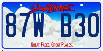 SD license plate 87WB30