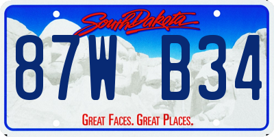 SD license plate 87WB34