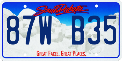 SD license plate 87WB35