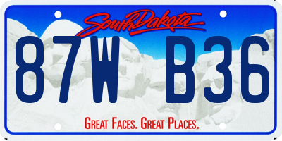 SD license plate 87WB36