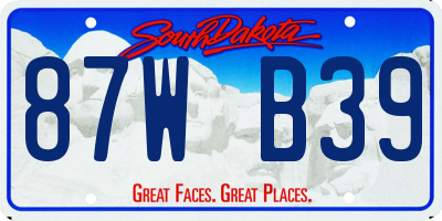 SD license plate 87WB39