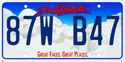 SD license plate 87WB47