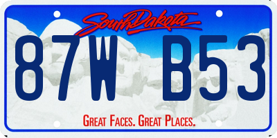 SD license plate 87WB53