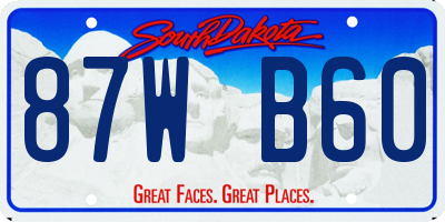 SD license plate 87WB60