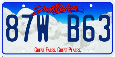 SD license plate 87WB63