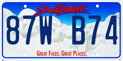 SD license plate 87WB74