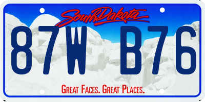SD license plate 87WB76