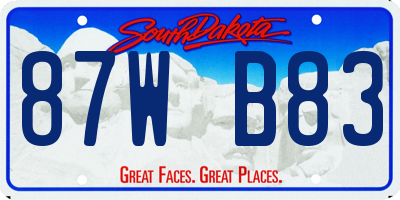 SD license plate 87WB83
