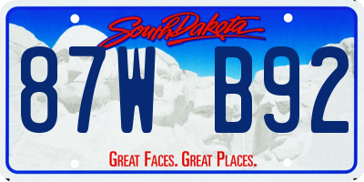 SD license plate 87WB92