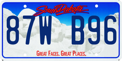 SD license plate 87WB96