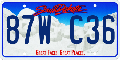 SD license plate 87WC36