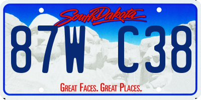 SD license plate 87WC38