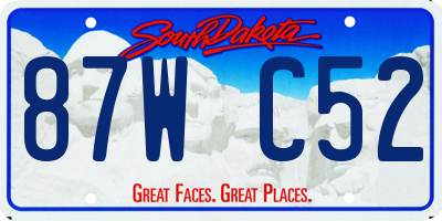 SD license plate 87WC52