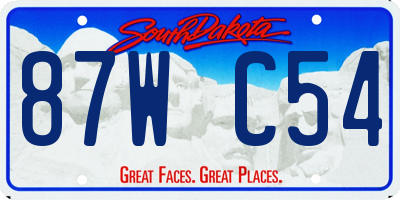 SD license plate 87WC54