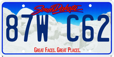 SD license plate 87WC62
