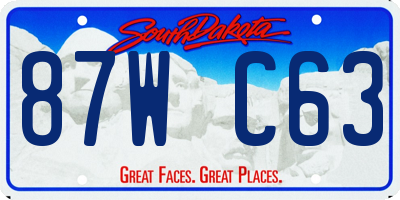 SD license plate 87WC63