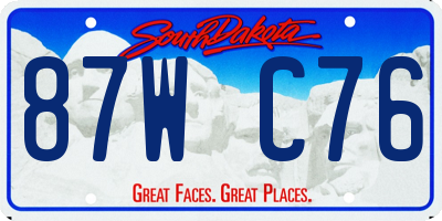 SD license plate 87WC76