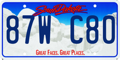 SD license plate 87WC80