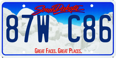 SD license plate 87WC86