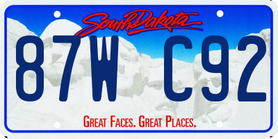 SD license plate 87WC92