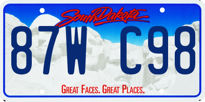 SD license plate 87WC98