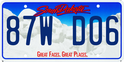 SD license plate 87WD06